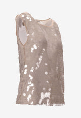 Niccolò Pasqualetti Carta Sequined Tank Top Nude NP07T003PAIL_NUDE