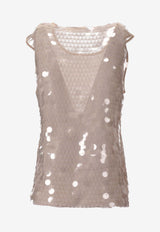 Niccolò Pasqualetti Carta Sequined Tank Top Nude NP07T003PAIL_NUDE