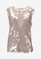 Niccolò Pasqualetti Carta Sequined Tank Top Nude NP07T003PAIL_NUDE