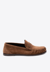 Saint Laurent Cassandre Suede Penny Loafers Brown 8211732OYAA_2732
