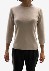 La Rose Cashmere Crewneck Sweater Beige GDC22809_21105