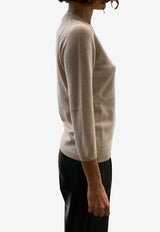 La Rose Cashmere Crewneck Sweater Beige GDC22809_21105