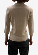 La Rose Cashmere Crewneck Sweater Beige GDC22809_21105