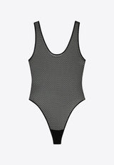 Anine Bing Alysha Geometric Sheer Bodysuit Black A1010685_BLK26