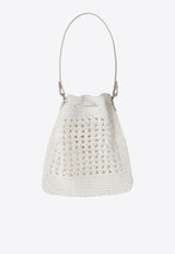 Miu Miu Mini Woven-Raffia Bucket Bag White 5ND0162DO1_F0965