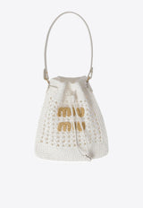 Miu Miu Mini Woven-Raffia Bucket Bag White 5ND0162DO1_F0965