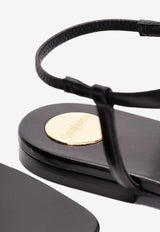 Saint Laurent Cassandre Leather Thong Sandals Black 818293AADF1_1000