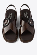 Prada Brushed Leather Slingback Flats Dark Brown 1X962NF035P39_F0038