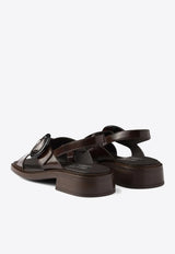 Prada Brushed Leather Slingback Flats Dark Brown 1X962NF035P39_F0038