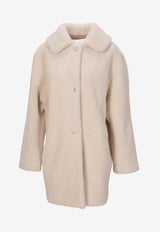 La Rose Single-Breasted Fur Coat Cream 1559B_PANNA