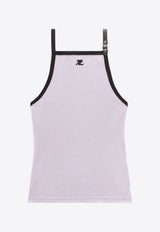 Courrèges Logo Embroidered Tank Top Gray 124JDE067JS0070_B102