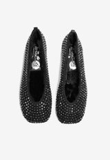 La Rose Crystal Embellished Ballet Flats Black EW2160_056