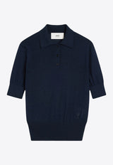 AMI PARIS Ami De Coeur Knit Polo T-shirt Blue FPL166KN0066_4011