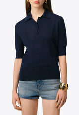 AMI PARIS Ami De Coeur Knit Polo T-shirt Blue FPL166KN0066_4011