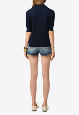 AMI PARIS Ami De Coeur Knit Polo T-shirt Blue FPL166KN0066_4011