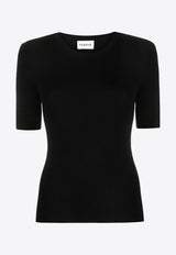 P.A.R.O.S.H Leila Ribbed Knit Wool Top Black D510795LEILA24_013