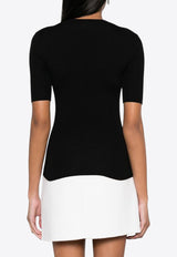 P.A.R.O.S.H Leila Ribbed Knit Wool Top Black D510795LEILA24_013