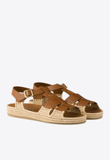 Prada Leather and Jute Sandals Tan 1X870NF010248_F0054