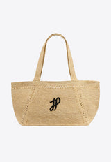 Patou Large JP Monogram Trapeze Raffia Tote Bag Beige AC0920215_102V