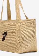 Patou Large JP Monogram Trapeze Raffia Tote Bag Beige AC0920215_102V
