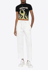 P.A.R.O.S.H Logo Embroidered Striped Track Pants White D230458PINO_002