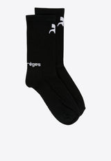Courrèges Logo Intarsia Ankle Socks Black 323MCL024FI0042_9902