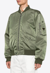 Prada Triangle Logo Satin Bomber Jacket Green SGC824SOOO16HS_F0161