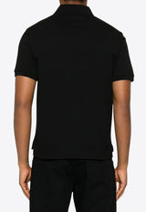 Saint Laurent Logo Embroidered Polo T-shirt Black 798944Y37HC_1000
