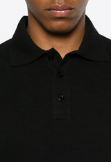 Saint Laurent Logo Embroidered Polo T-shirt Black 798944Y37HC_1000