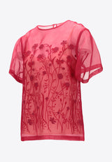 P.A.R.O.S.H Sorgente Floral Embroidered Top Red D313077SORGENTE_061