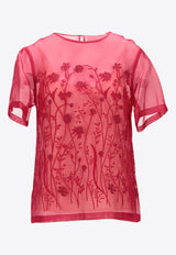 P.A.R.O.S.H Sorgente Floral Embroidered Top Red D313077SORGENTE_061