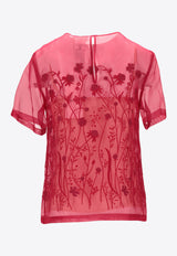 P.A.R.O.S.H Sorgente Floral Embroidered Top Red D313077SORGENTE_061