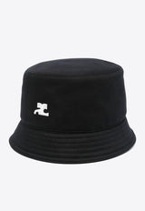 Courrèges Logo Embroidered Canvas Bucket Hat Black 124ACP005CO0024_9999