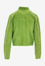 La Rose Suede Cropped Jacket Green 1603_verde