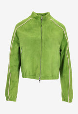 La Rose Suede Cropped Jacket Green 1603_verde