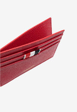 Thom Browne Signature Stripe Loop Cardholder in Pebbled Leather Red MAW031L00198_600