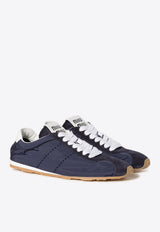 Miu Miu Plume Leather Low-Top Sneakers Navy 5E114EFD005D7C_F0008