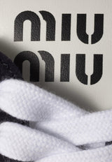 Miu Miu Plume Leather Low-Top Sneakers Navy 5E114EFD005D7C_F0008