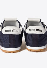 Miu Miu Plume Leather Low-Top Sneakers Navy 5E114EFD005D7C_F0008
