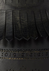 Prada Shuffle Fringed Calf Leather Mules Black 1S973NFA005070_F0002