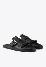 Prada Shuffle Fringed Calf Leather Mules Black 1S973NFA005070_F0002