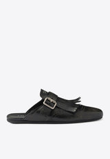 Prada Shuffle Fringed Calf Leather Mules Black 1S973NFA005070_F0002