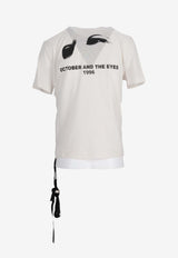 Ann Demeulemeester Fanie October And The Eyes Print T-shirt with Strap White B0012549FA206_003
