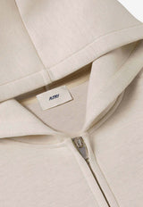Autry Debossed Logo Neoprene Zip-Up Hoodie Cream JAPX33_RS