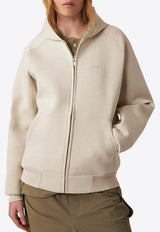 Autry Debossed Logo Neoprene Zip-Up Hoodie Cream JAPX33_RS