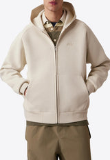 Autry Debossed Logo Neoprene Zip-Up Hoodie Cream JAPX33_RS