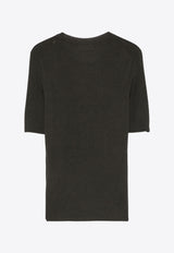 P.A.R.O.S.H Leila Ribbed Knit Wool Top Olive D510795LEILA24_007