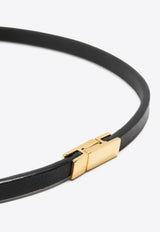 Saint Laurent Cassandre Double-Wrap Leather Bracelet Black 745602BL40J_1000