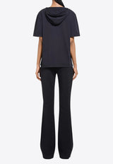 Courrèges Logo Embroidered Hooded T-shirt Black 424JTS159JS0175_9999