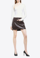 Courrèges Oblique Vinyl Mini Skirt Brown 424CJU204VY0014_1983